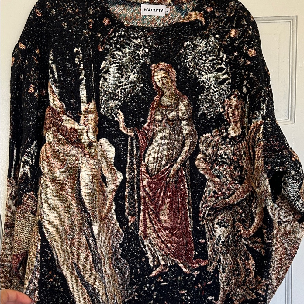 Knitwrth Botticelli Black Multicolor Tapestry-Style Crewneck Sweater - Picture 2 of 4